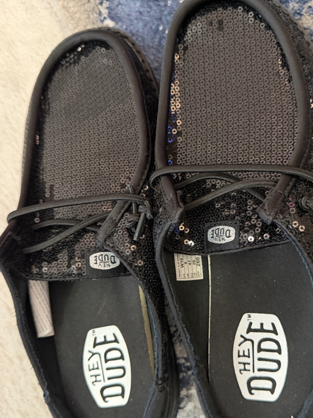 Hey Dude Wendy Slip Sequin Black Shoes Women's Size 10